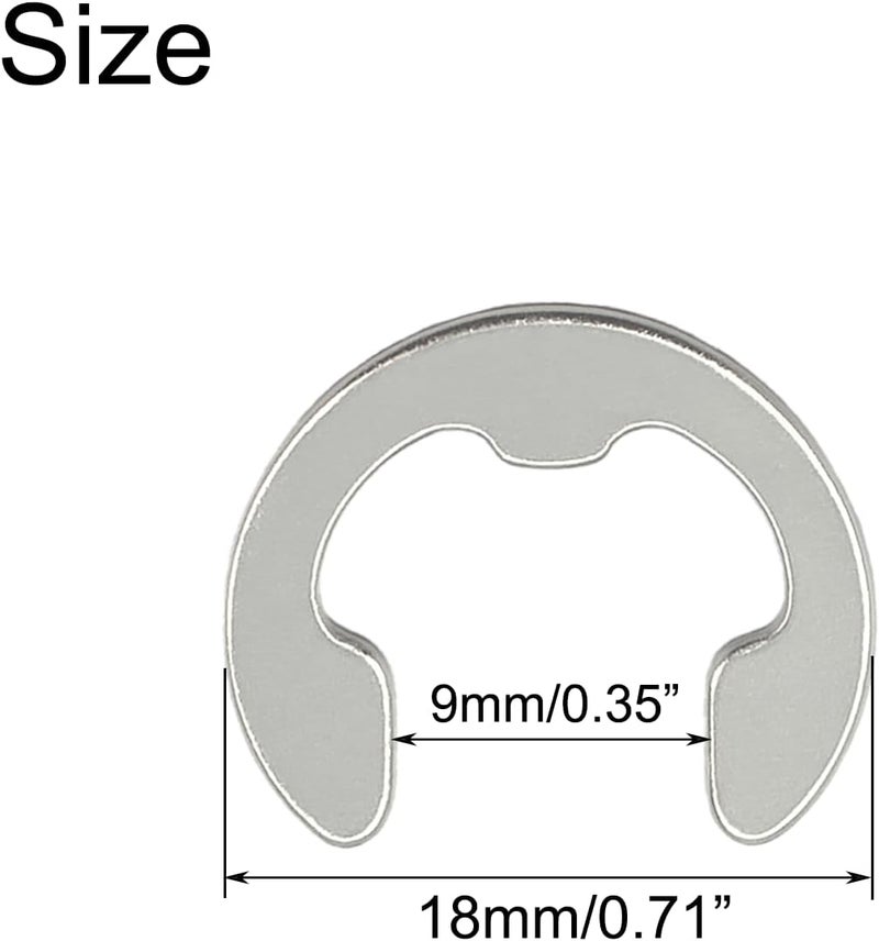 NACX M9 Stainless Steel External Circlips E-Clip Retaining Shaft Snap Rings, 150PCS - Image 2